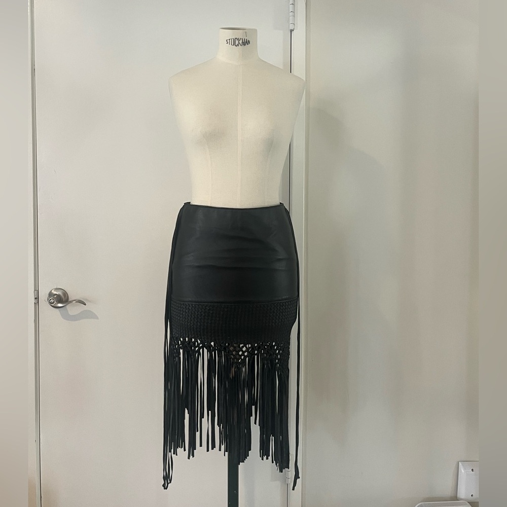 Leather Fringe Skirt